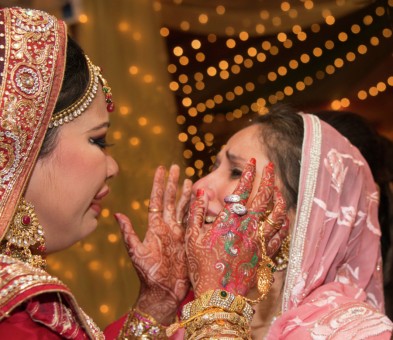 On her wedding day with Mother
