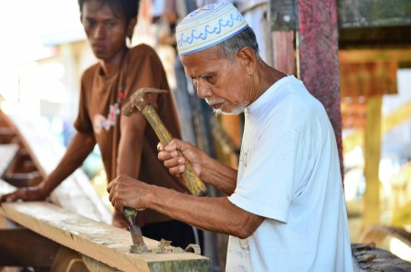 Building a boat by Bugis of Makassar