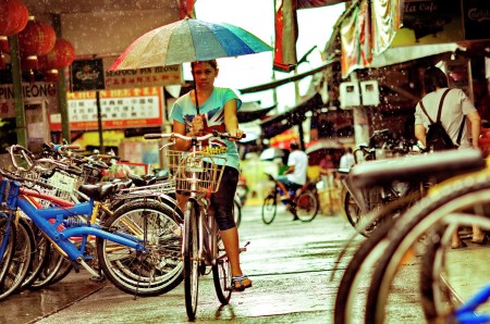 umbrella and bicycle