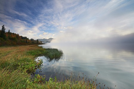 Morning fog at Yazevoye lake