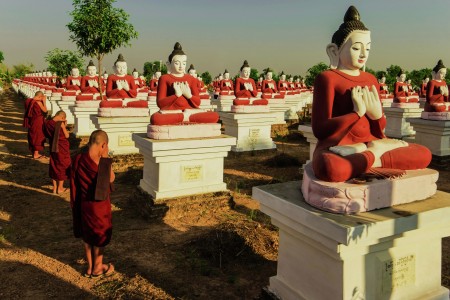 Praying at amazing Buddha land