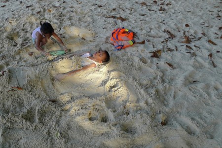 playing with sand