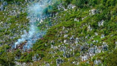 Smoke in the mountains