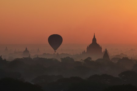 Silhouettes Sunrise Over Old Bagan
