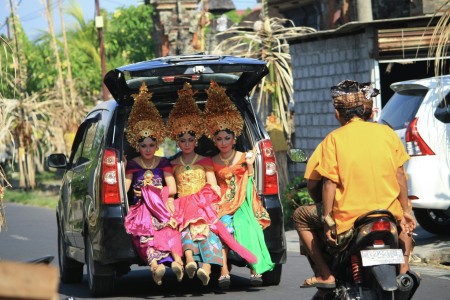 Three Balinese Girls in The Car