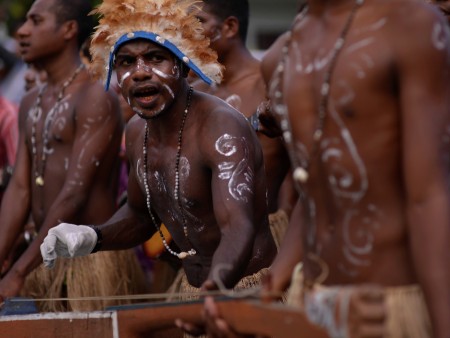 the giant guitar player