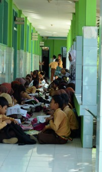 Learning in school patio