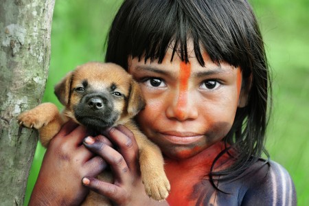 Amazon Girl with Puppy