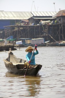 A boat lady getting ready for work