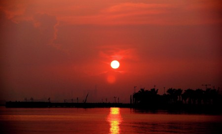 Sunrise on the Ancol's beach