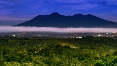 Silhouette of Mount Gede Pangrango
