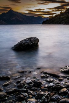 A lone rock at Sunset