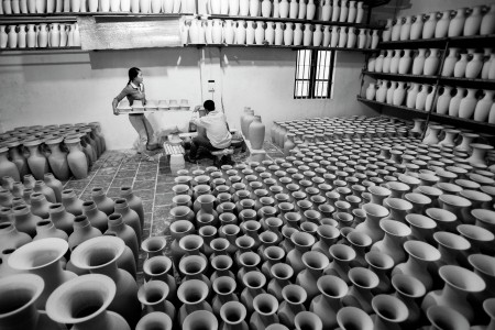 In the pottery workshop