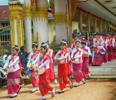 Young Girls in Mon traditional dress