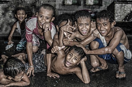 playing in the rain