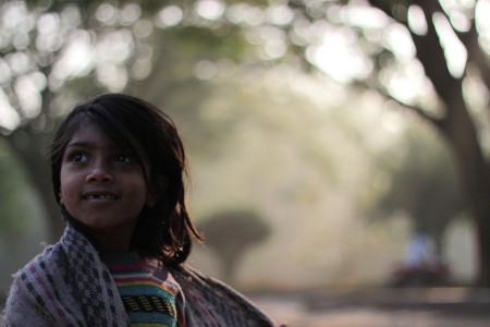 Girl and a winter morning