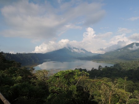 mountain with lake