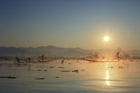 ActivityFishermen Covered Sunrise in Inle Lake