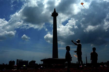 flying kite at monas