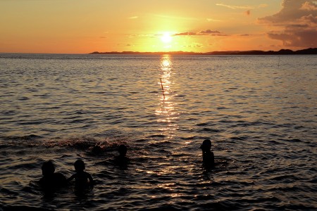 sunset bathing