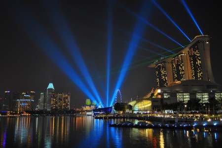 The Laser Lights Show At Marina Bay Sands