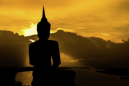 buddha sitting on lotus