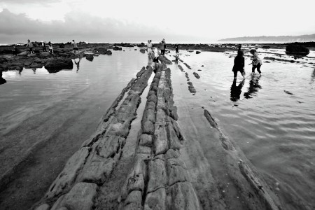 crosing the stone line beach