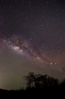 Beautiful road at night on the sky