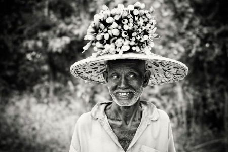 Old farmer with a mystrious hat