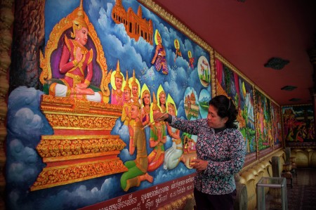 PAINTING IN TEMPLE, CAMBODIA