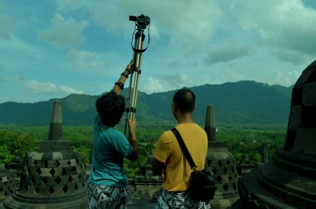 Filming at Borobudur Temple