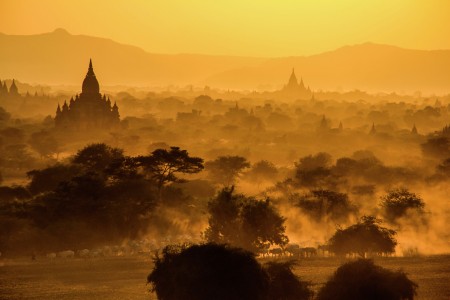 Golden hour of Bagan
