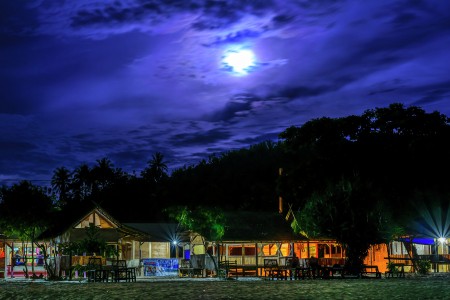 Moonrise in lovely small village