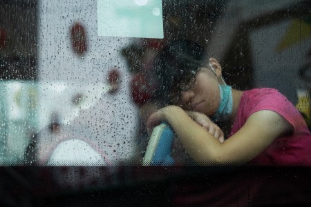 Sleeping on the bus