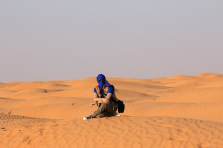 posing for the desert