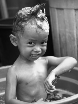 happy to have bath