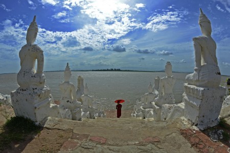 A monk at an ancient pagoda