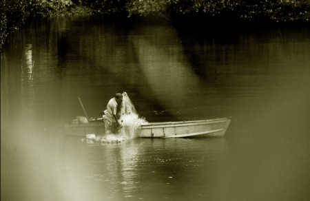 Washing the fish nets