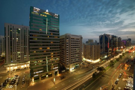 Sunset over Hamdan Street, Abu Dhabi.