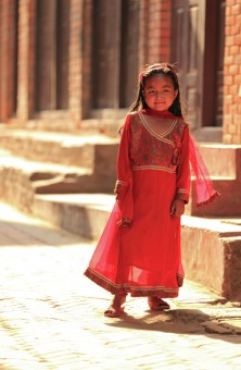A pretty girl in red