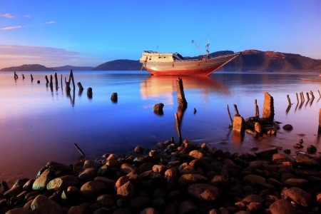 Wooden ship at Tg Buli
