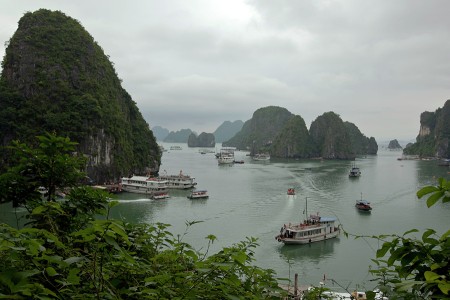 Busy morning in Ha Long Bay