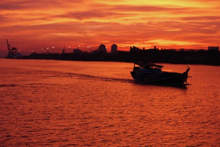 Sunset in River Yangon