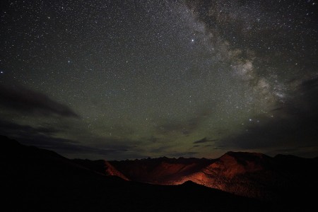 Milky way above the mountain village