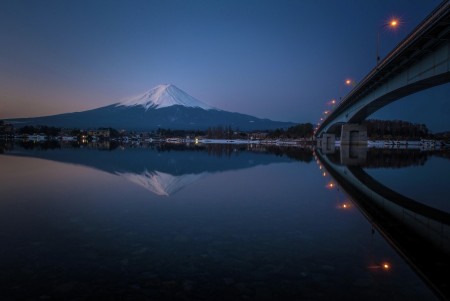 Mt. Fuji & bridge in a still water