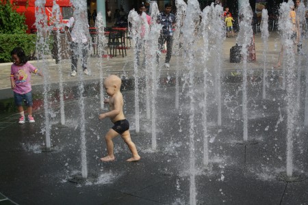 This boy was having fun with water